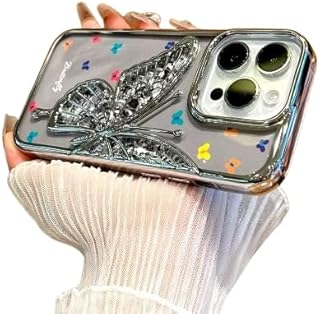 جراب حماية من Next Store متوافق مع iPhone 16، مصنوع من البولي يوريثين الحراري، تصميم فراشة أنيق، مقاوم للصدمات والخدوش، حماية كاملة للجهاز، خفيف ونحيف. (سيلفر)