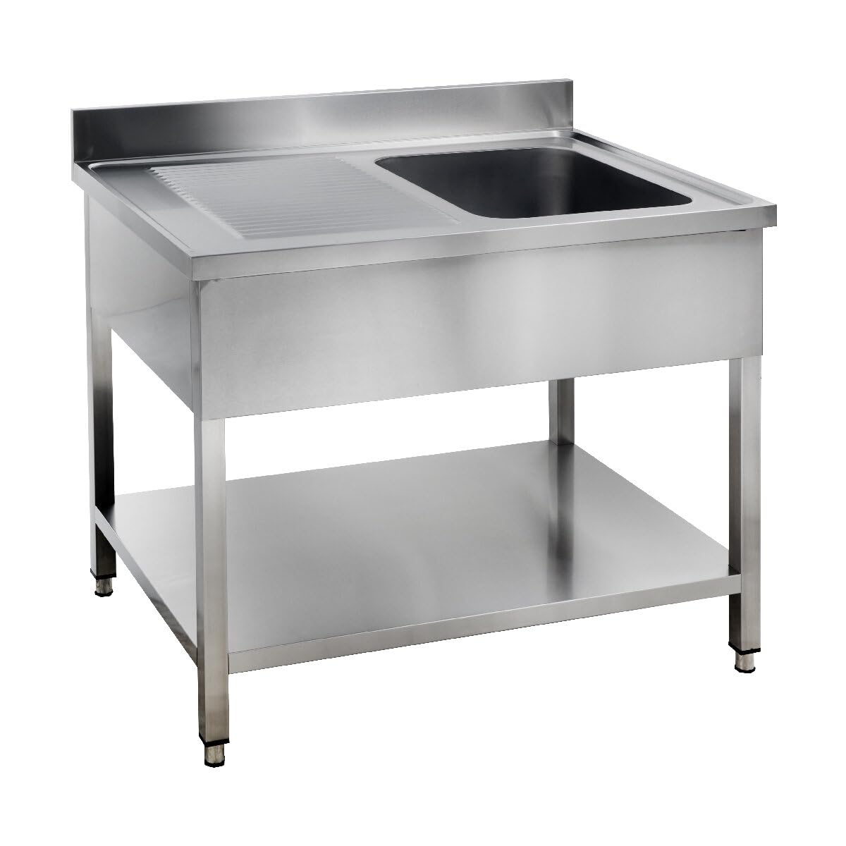 GastroHero Lavello da cucina in acciaio inox, 120 x 70 cm, con lavello destro, in acciaio inox con base