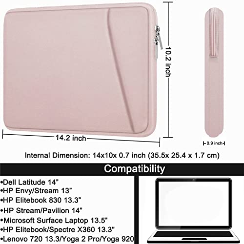 Image of Laptop Case 14 inch, Durable Carrying Sleeve Bag Shockproof Protective Case Cover, Handbags Briefcase Laptop Bag Compatible with 14 inch MacBook Air /Pro HP Asus Lenovo Notebook Computer, Pink