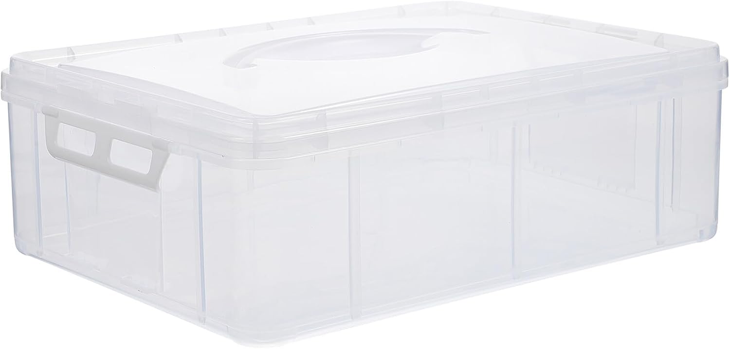 ibasenice Cupcake Carrier Cake Container White Plastic Box with Lid Handheld Muffin Storage Box Portable Dessert Packaging for Transport