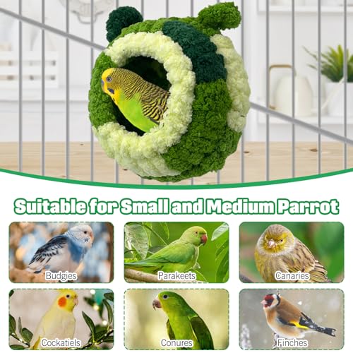 Image of Hamiledyi Bird Nest Warm Snuggle Hut Bird Bed Fluffy Bird Sleeping Bed Parrot Nest Hammock Bird Shed Hut House Plush Snuggle Bird Hammock for Parakeets Cockatiels Conures Lovebirds (Medium)