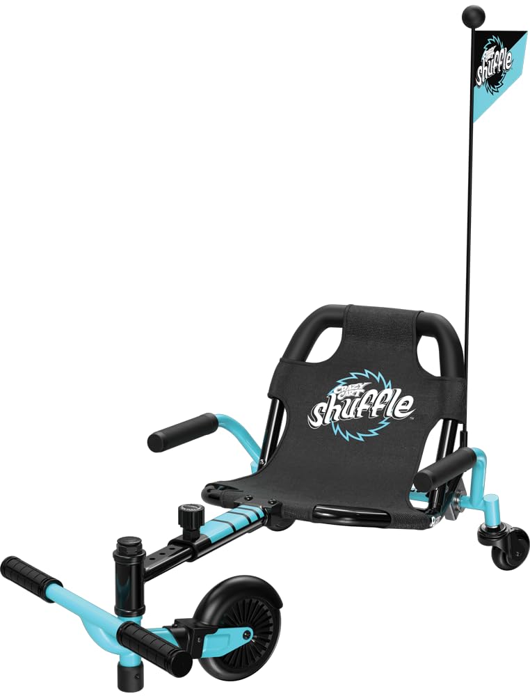 Razor Crazy Cart Shuffle - Drifting Go-Kart for Children Aged 4+ Crazy Cart Drift Bar Technology, Adjustable Frame with 5 Length Settings, Blue