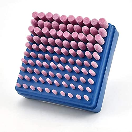 HYECHO 100 Stück roter Korund-Schleifkopf, Chromkorund-Schleifkopf, 3-mm-Schaft zum Schleifen und Polieren