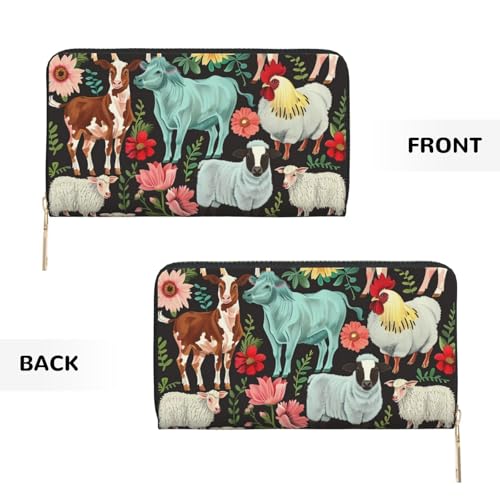 Farm Animal Printed Long Wallet for Women Men Cute Coin Purse with Card Holder3