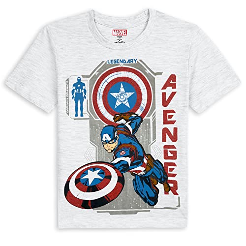 Image of Kidsville Captain America Printed Regular Fit Grey Melange Ploycotton Boy's T-Shirt