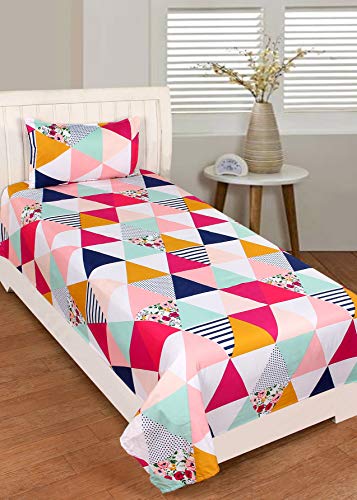 Image of Glace Cotton 160 TC Single Bed Sheets. (Pink Tangy)