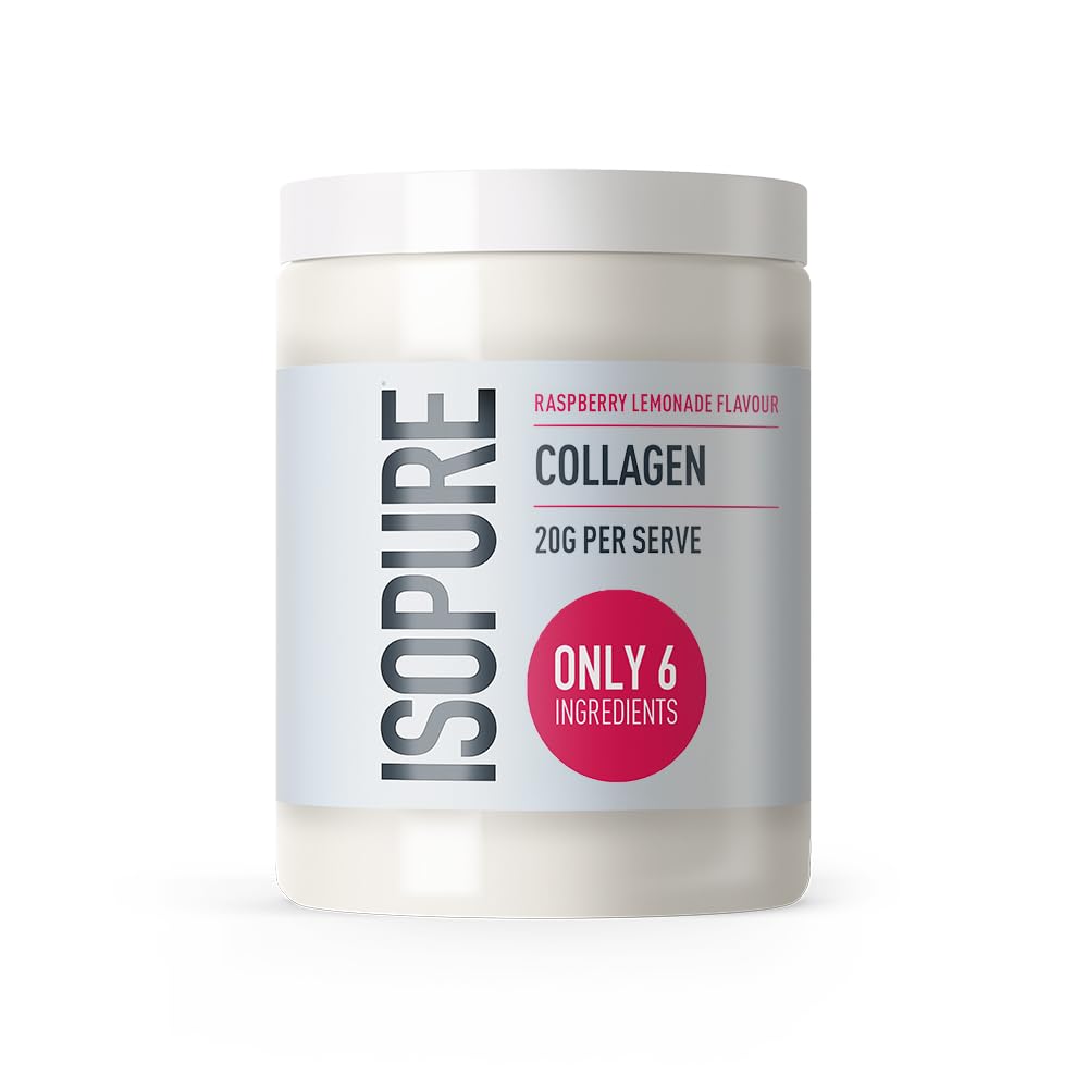 Isopure Collagen Powder Raspberry Lemonade Flavour with Vitamin C for Skin & Joint Support – 20 g Collagen per Serve, Sugar-Free, No Artificial Flavours or Sweeteners – 345 g
