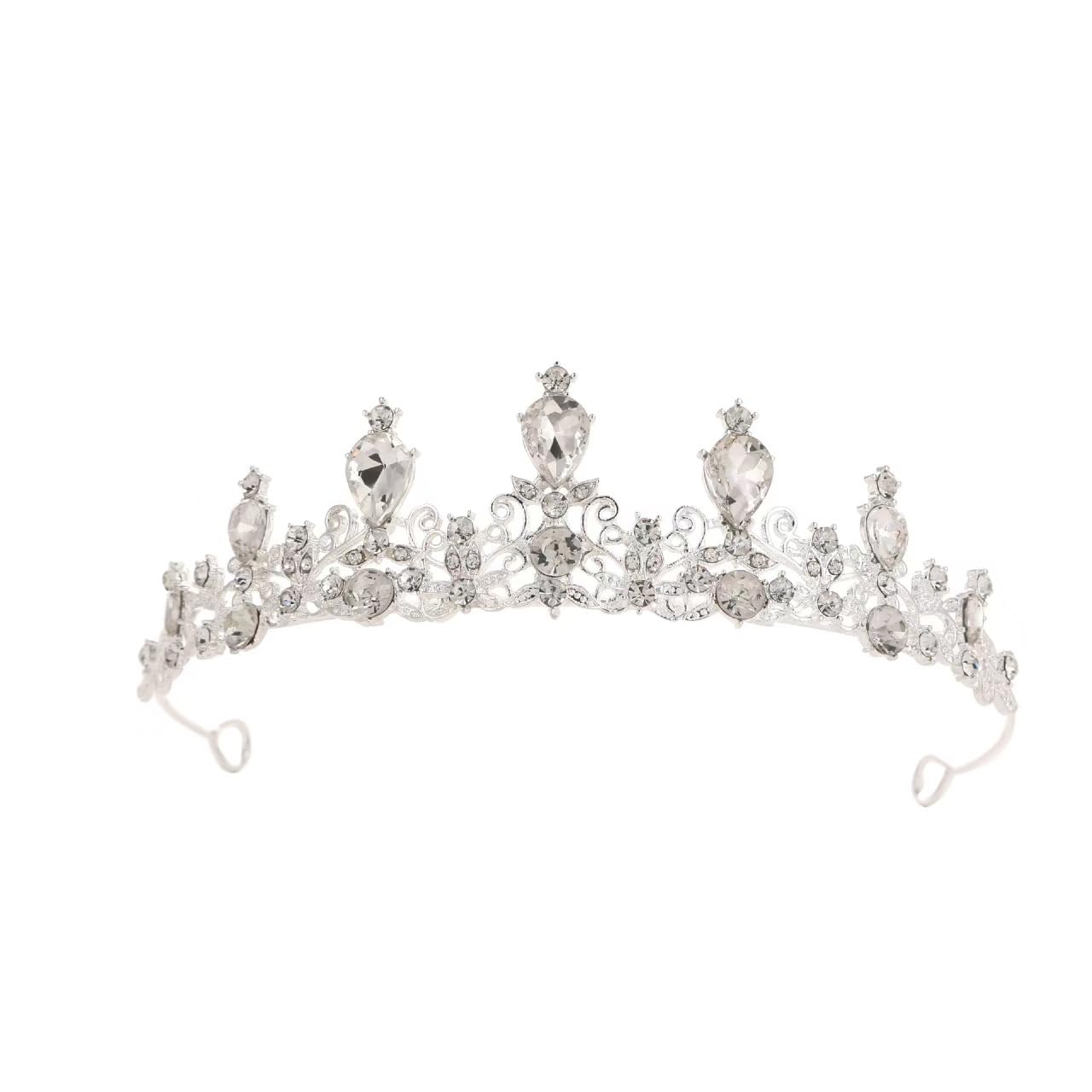 Caelumdecor Women's White New Bridal Crown Tiara Rhinestone Hair Accessories Wedding Prom Headpiece