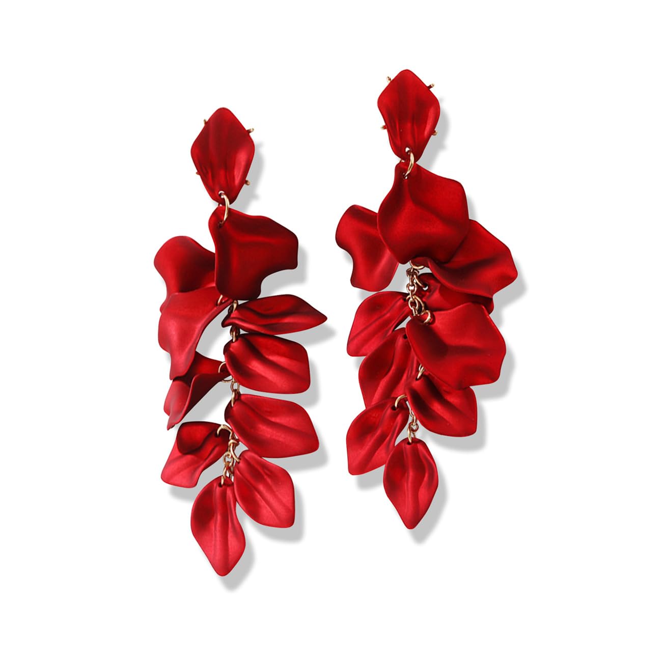 TOFBS Pendientes para Mujer con Pétalos de Rosa Colgantes Flor Pendientes Elegante Gota Statement Florales Borla Pendientes