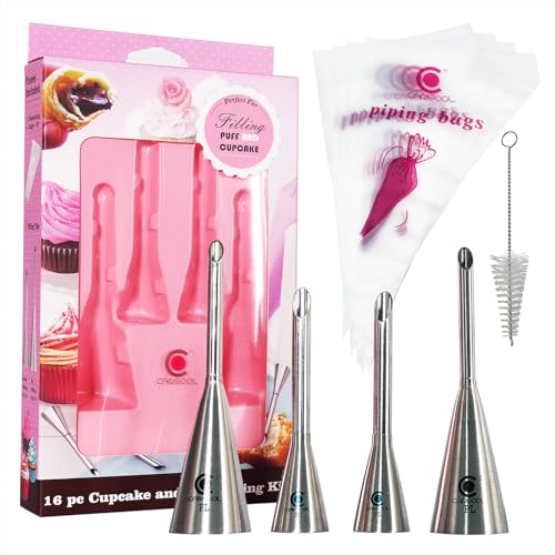 Cangool Backspritze Zum Füllen, Krapfenfüller Bäcker 16pcs, Cupcake und Pufffüll Fülltülle, Spritzbeutel Tüllen Cangool Backspritze Zum Füllen, Krapfenfüller Bäcker 16pcs, Cupcake und Pufffüll Fülltülle, Spritzbeutel Tüllen
