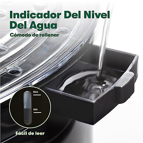 bella Vaporera de dos niveles con cestas apilables y base extraíble para una cocción rápida y simultánea. Apagado automático y protección contra ebullición en seco, 7 l, color negro. - imagen 6