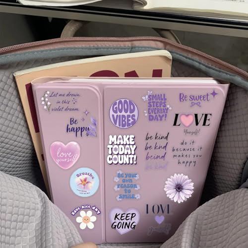 Image of 50 PCS Purple Positive Affirmation Stickers, Motivational Quote Aesthetic Decals, Waterproof Clear Scrapbook Stickers for Journaling, Planner, Laptop, Water Bottle, Self Care Inspirational Decor