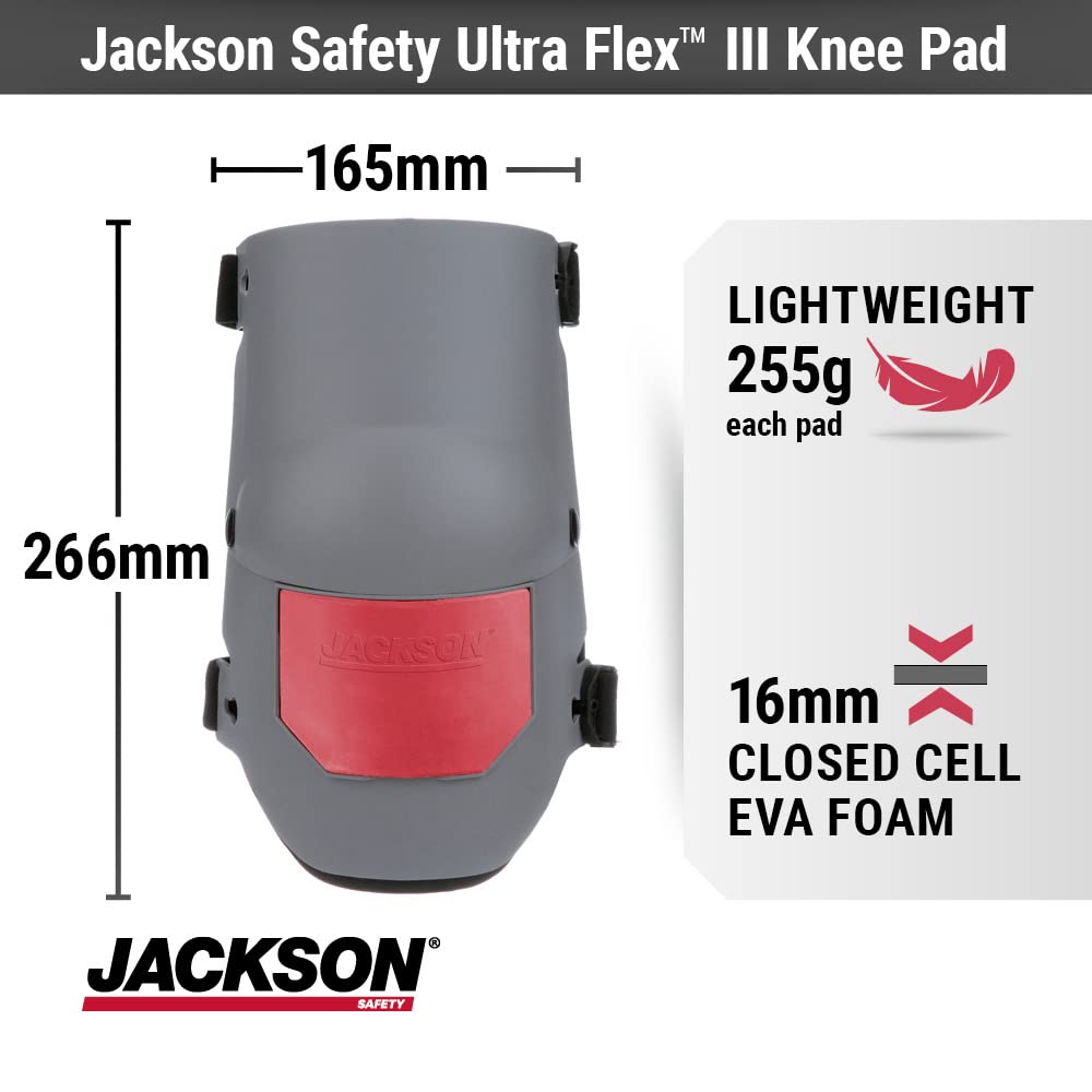 JACKSON Safety 95110 Ultra-Flex wysokiej jakości ochronne trwałe antypoślizgowe ochraniacze na kolana do pracy, ogrodnictwa, podłóg lub DIY, szary