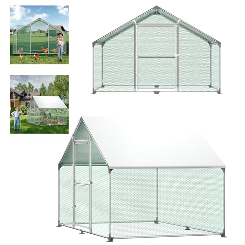 Aufun Poulailler XL Clôture d'extérieur avec Serrure en Acier Galvanisé pour Petits Animaux Clôture d'extérieur Poulailler pour Cage à Oiseaux d'extérieur 3x2x2m