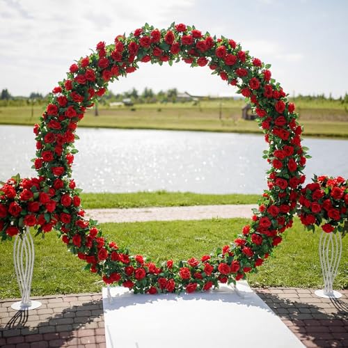 Suncalla 8 Pack 6.56ft Artificial Rose Flower Garland Silk Flocked Red Rose Garland Faux Eucalyptus Peony Flower Vine for Wedding Party Table Centerpiece Arch Background Decor(Eucalyptus)