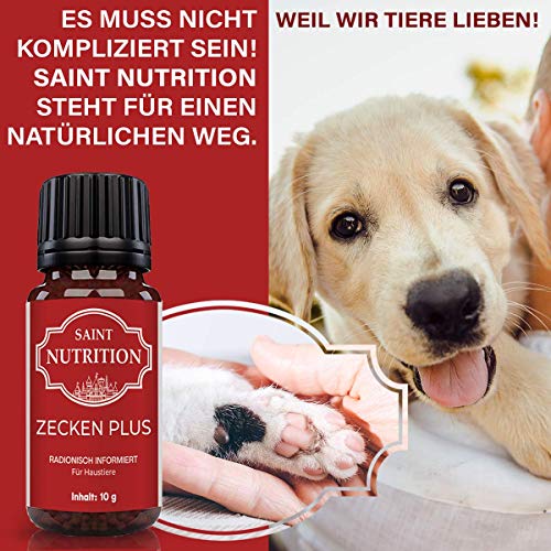 Saint Nutrition® Zecken Plus Globuli für Hunde & Katzen - zum entfernen das Mittel gegen Befall | 10g