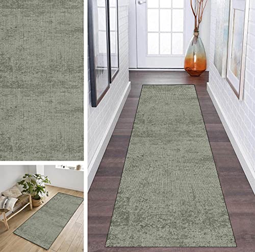 Rutschfester Vintage Perser Teppich Läufer für Flur Küche & Wohnzimmer - Waschbare Korridorteppiche in Grün erhältlich in 40-90cm Breiten Perfekt für Schlafzimmer