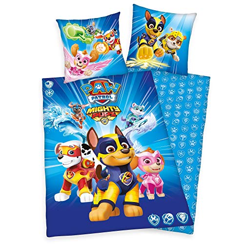 Klaus Herding GmbH Paw Patrol Mighty Pups Bettwäsche Set 135 x 200 80 x 80 cm 100% Baumwolle