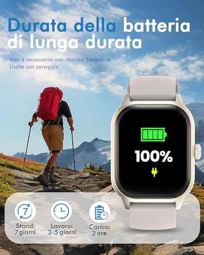 Laoyabb Smartwatch Uomo Donna Con Effettua O Risposta Chiamate, 2.01'' Orologio Fitness Smart Watch Con Contapassi/Cardiofrequenzimetro, Impermeabile IP68 Orologio Sportivo Per Android Ios - 4