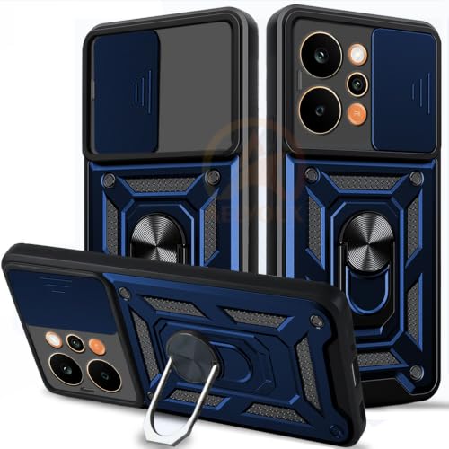 Image of Armor Bumper Back Cover Case for Realme P4 Power 5G | Rotating Camera Cover, Ring Holder & Kickstand | Heavy Duty & 360 Degree Protection Back Cover (Blue)