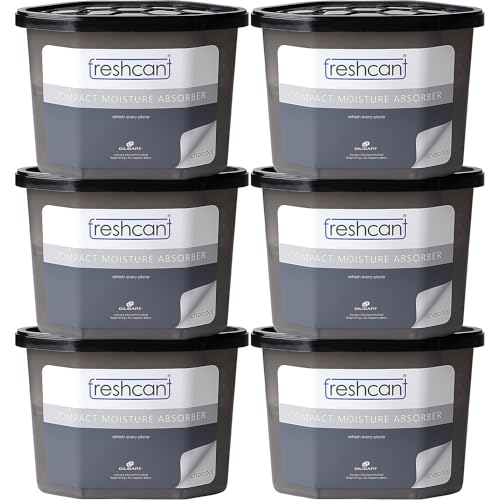 Image of freshcant Compact Moisture Absorber By CILICAnT Refresh Every Place, Dehumidifier for Wardrobe /Closets, Storage Compartment, Kitchen, Cupboard, Almirah, Shoe Rack, Bathroom, (Charcoal pack of 6)