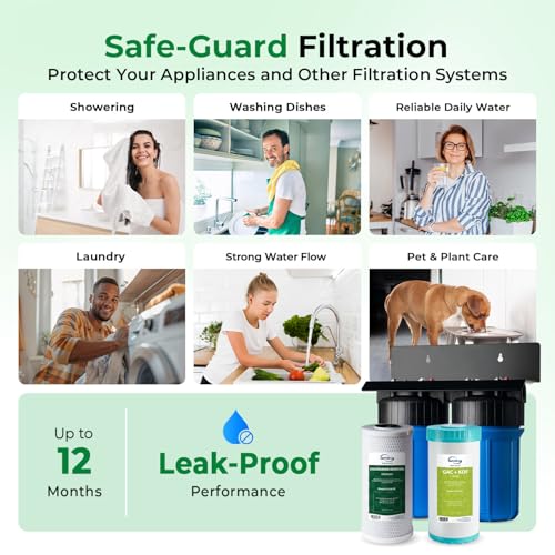 Image of iSpring WGB21B-KSNC Whole House Water Filter System, SGS-Tested to Remove up to 94.4% of Chloramine, 5-Layer Filtration Reduces Heavy Metals, Lead, Chlorine, Sediment, VOC, 10 inch x 4.5 inch Filters