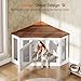 MAHANCRIS Corner Dog Crate Furniture, Wooden Dog Kennel End Table, Decorative Pet Crate Indoor Use, Furniture Style Dog House for Small Medium Dog, Dog Cage TV Stand, White and Walnut DCBA0801