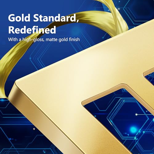 Image of LIDER Decorator Switch Cover, Screwless Wall Plate, Mid-Size 2-Gang 4.88 inch x 4.92 inch, LSWP-32M-GD, UL Listed, Thermoplastic, Matte Gold, 1-Pack