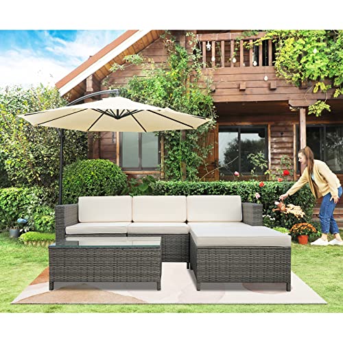 Mayincolor Outdoor Patio Sectional Furniture Set, 5 Piece Weather Resistant Rattan Outside Couch, Waterproof Conversation Sofa Wicker Patio Furniture Set For Balcony, Porch, Backyard, Deck, Garden #TOP1