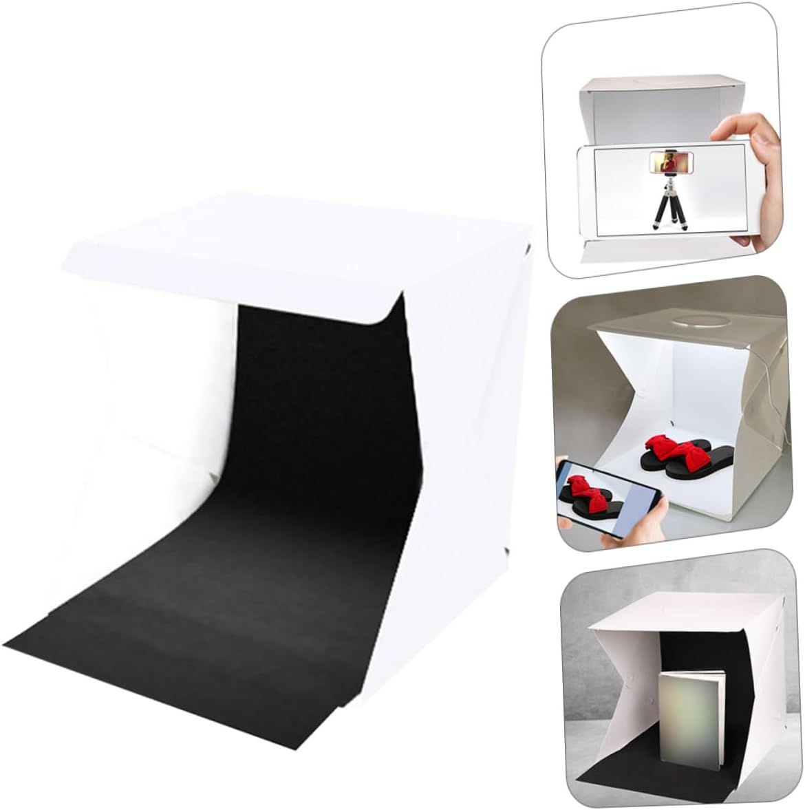VANZACK Portable LED Photo Light Box Tent with Black and White Backdrops 30cm Foldable Lightbox for Small Business Product Photography and Studio Shooting