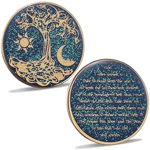 LParkin Tree of Life Sobriety Coin, Sun and Moon Yin Yang Sobriety Chip, AA Recovery Medallion, Alcoholics Anonymous Medallion, Anniversary Token Sobriety Gifts for Men Women