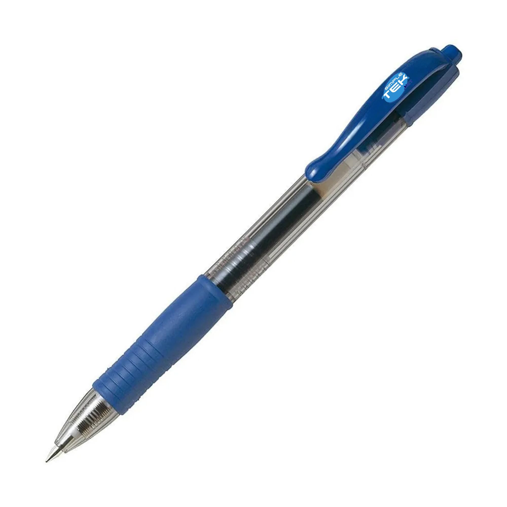 SIMPLETEK - Set 12 X Penne a Gel a Scatto - Tratto 0.7 mm, Inchiostro Blu, Ricaricabili, Asciugatura Rapida e Anti-sbavature