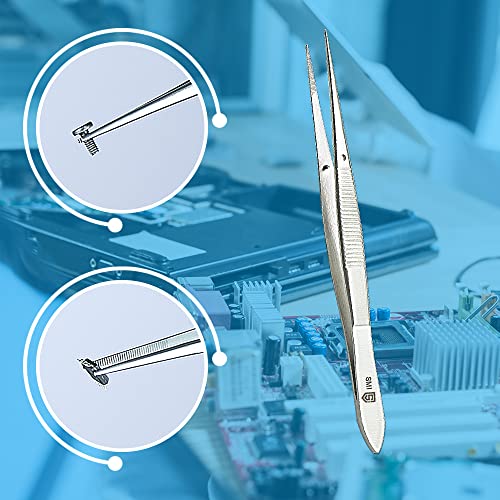 SMI - 13 cm Gerade Pinzette Anatomisch Rostfrei Edelstahl Hobby Pinzette gezackte Spitze DIY Handwerk Präzisionspinzette