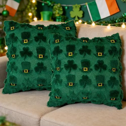 Hikkcos St Patricks Day Pillow Covers 18x18 inch Set of 2 St Patr...