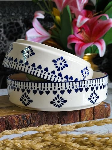 Image of Niyara Stoneware Handmade Ceramic Stylish Premium Bowls Serving Bowls Microwave Dishwasher Safe (New Salad Delta Bowl)