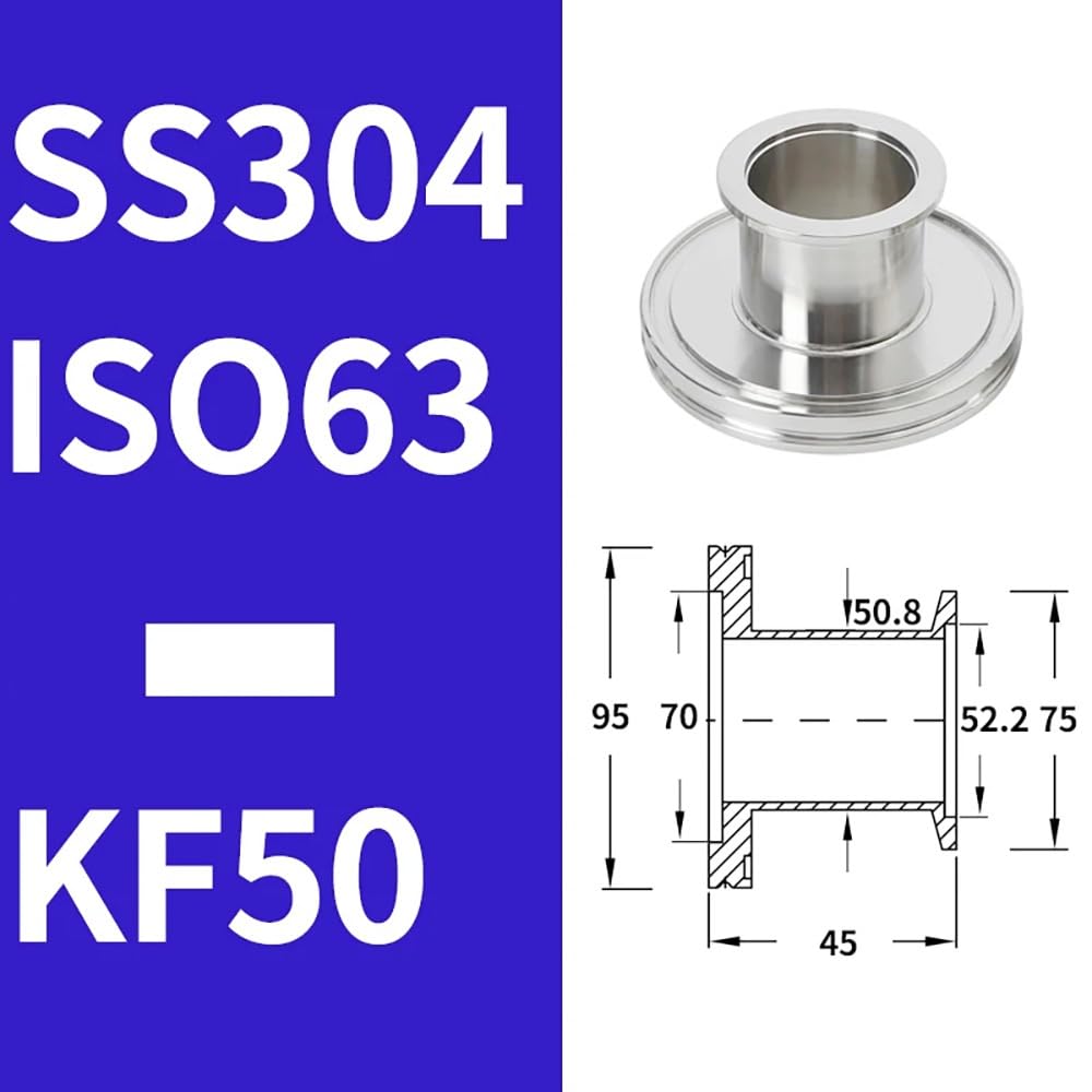 Adaptador ISO-KF De Alto Vacío, Acero Inoxidable 304, ISO63/80/100 A KF16/25/40/50, Junta Reductora De Tubería Recta for Compatibilidad del Sistema, 1 Pieza(ISO63 to KF50)