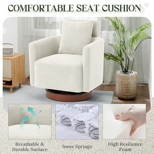 Sillón Giratorio Plegable Beige miniatura 6