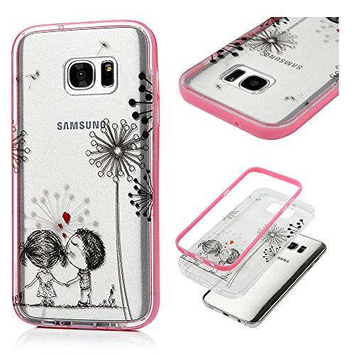 Galaxy S7 Edge Case (Not for S7) - Shock Absorption 2 in 1 Dual Layer High Impact Colorful Painting Detachable Hard PC Bumper + Soft TPU Rubber Skin Back Protective Cover by Badalink - Boy and Girl