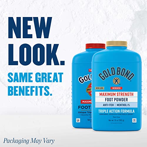 Maximum Strength Gold Bond Foot Powder for Odor Control and Itch Relief