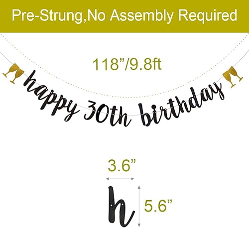 Miniatura 2 de Cartel de feliz cumpleaños 30, pre-encordado, guirnalda de fiesta de cumpleaños número 30, decoración de fiesta de cumpleaños de 30 años, letras