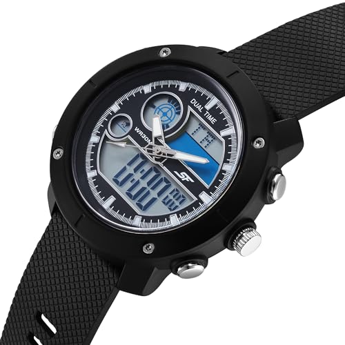 Image of SF Zest Quartz Analog Digital Dial Black Polyurethane Strap Watch for Men-77131PP01W
