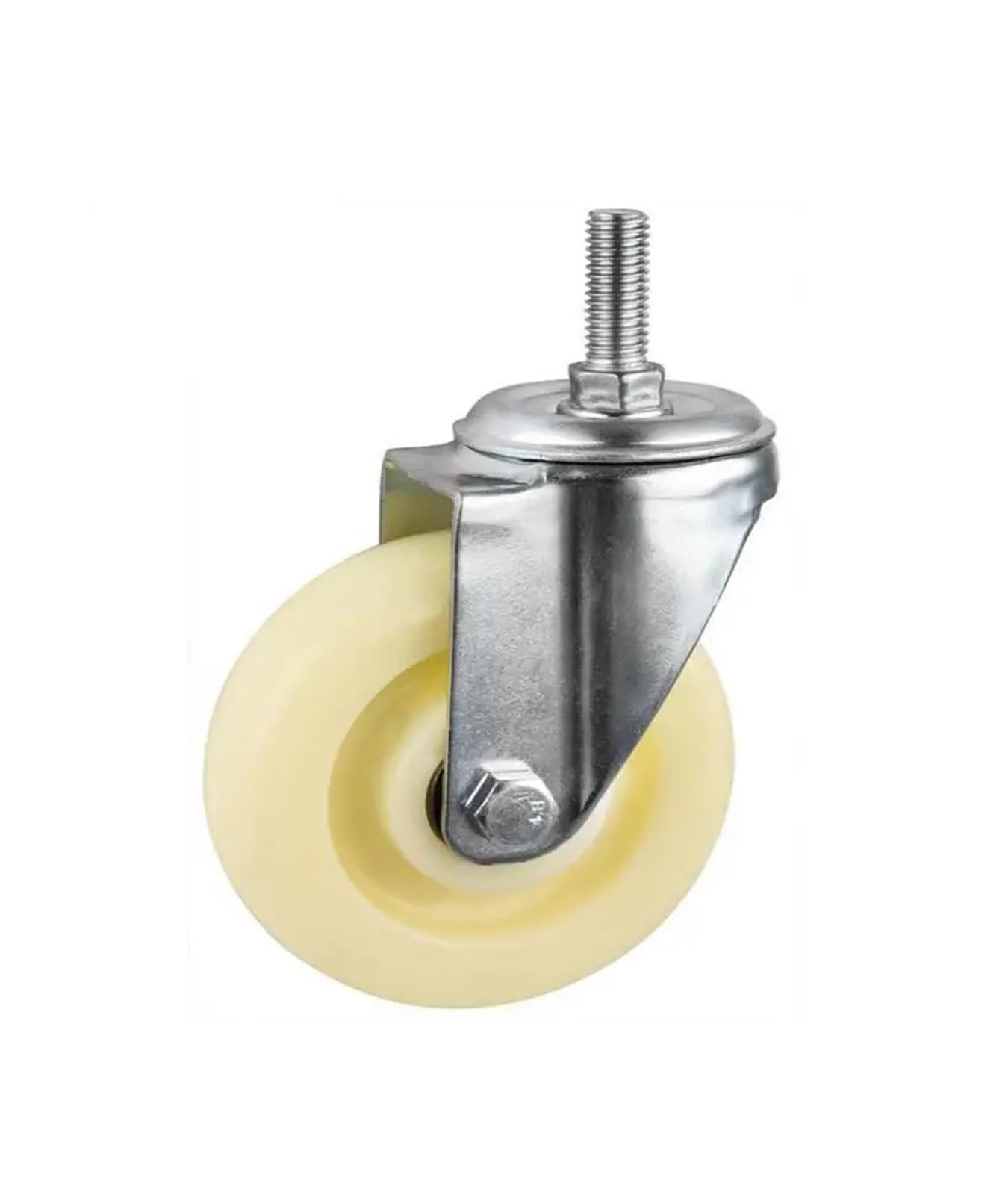 Roulette à vis M12 4 pouces double roulement cardan nylon blanc