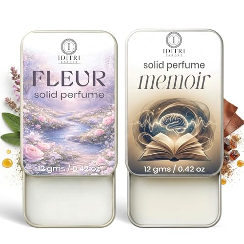 Image of IDITRI EXPORT Solid Perfume |Fleur&Memoir Alcohol Free Wax Perfume Balm, Long Lasting | Pocket Tin 12g, Pack Of 2| Non Greasy Smooth Glide, Travel Friendly Men And Women