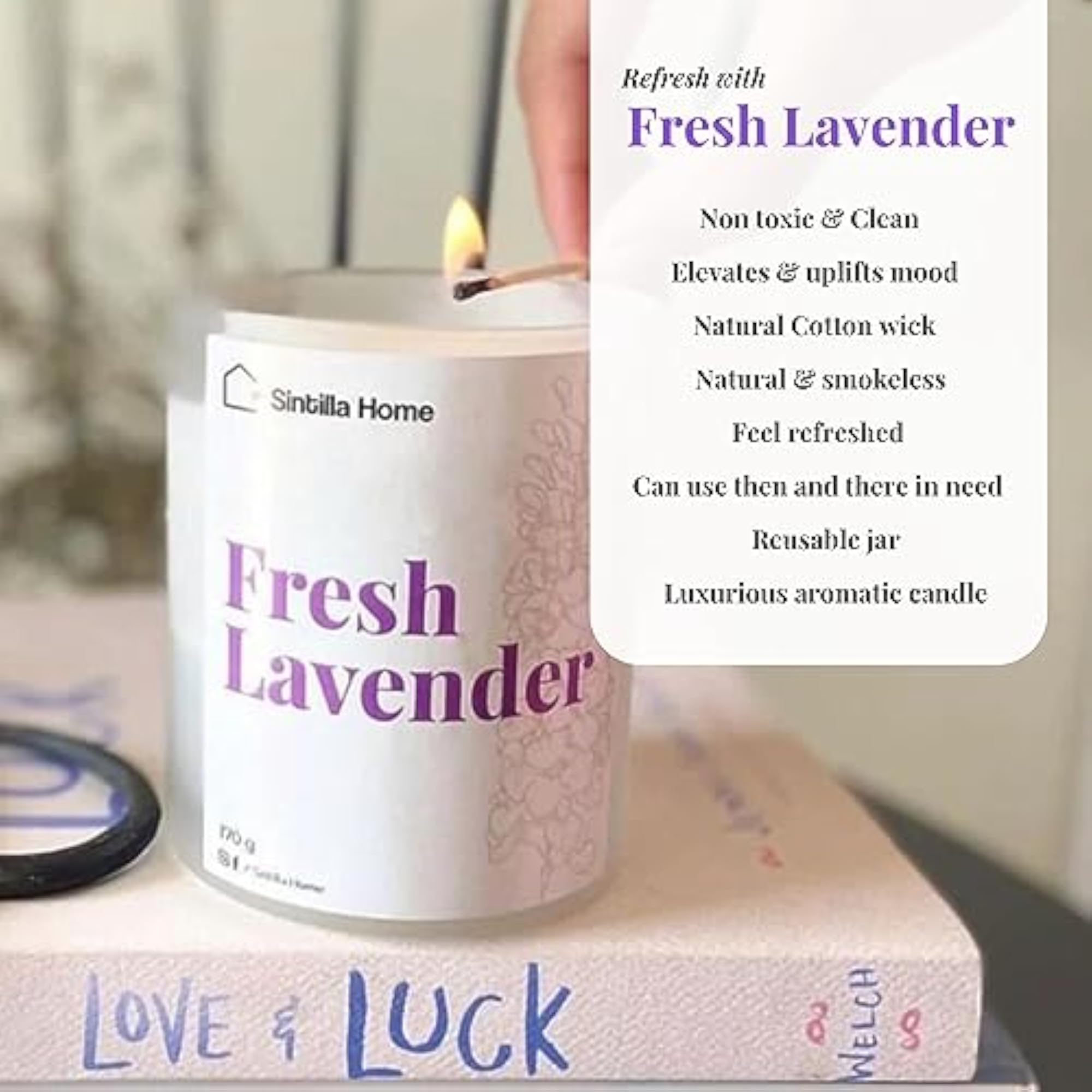 Fresh Lavendar Aromatic Candle, Gift Ready