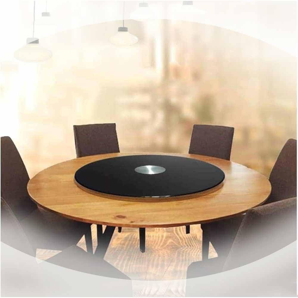 Plateau tournant Lazy Susan en verre trempé noir 70 cm pour table