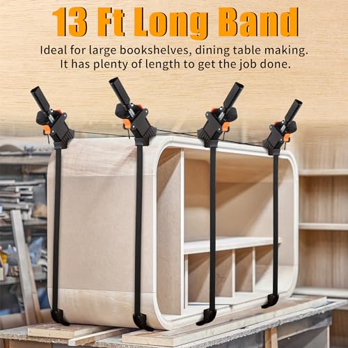 Feekoon 13 FT Belt Band Strap Clamps for Woodworking, Quick Release Band Clamps with 4 Corner Claws, Thick and Sturdy Belt Clamp, Adjustable Picture Frame Clamp Tool(4 Pack) by Feekoon - Image 3