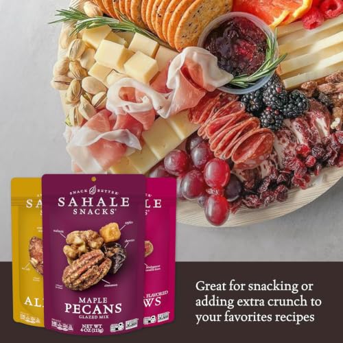 Image of Sahale Snacks Glazed Mix Nut Blend Variety Pack, 4 Oz Grab & Go Bags (Pack of 6) - Four Different Dry-Roasted Deluxe Mixed Nuts Blends Included -Kosher & Certified Gluten-Free Snacks