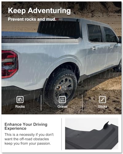 Image of Kiwi Master Mud Flaps for 2022-2026 Ford Maverick, OEM Replacement # NZ6Z-16A550-AA NZ6Z-16A550-BA, Heavy Duty Mud Guards, Front & Rear Splash Guards, No Drill, 4 Pcs Set
