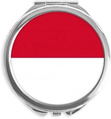 Indonesia National Flag Asia Country Hand Compact Mirror Round Portable Pocket Glass