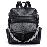 WYFJNX Womens Backpack Purse Leather Backpack Fashion Travel Ladies Convertible Shoulder Bag Casual Designer Handbag Black